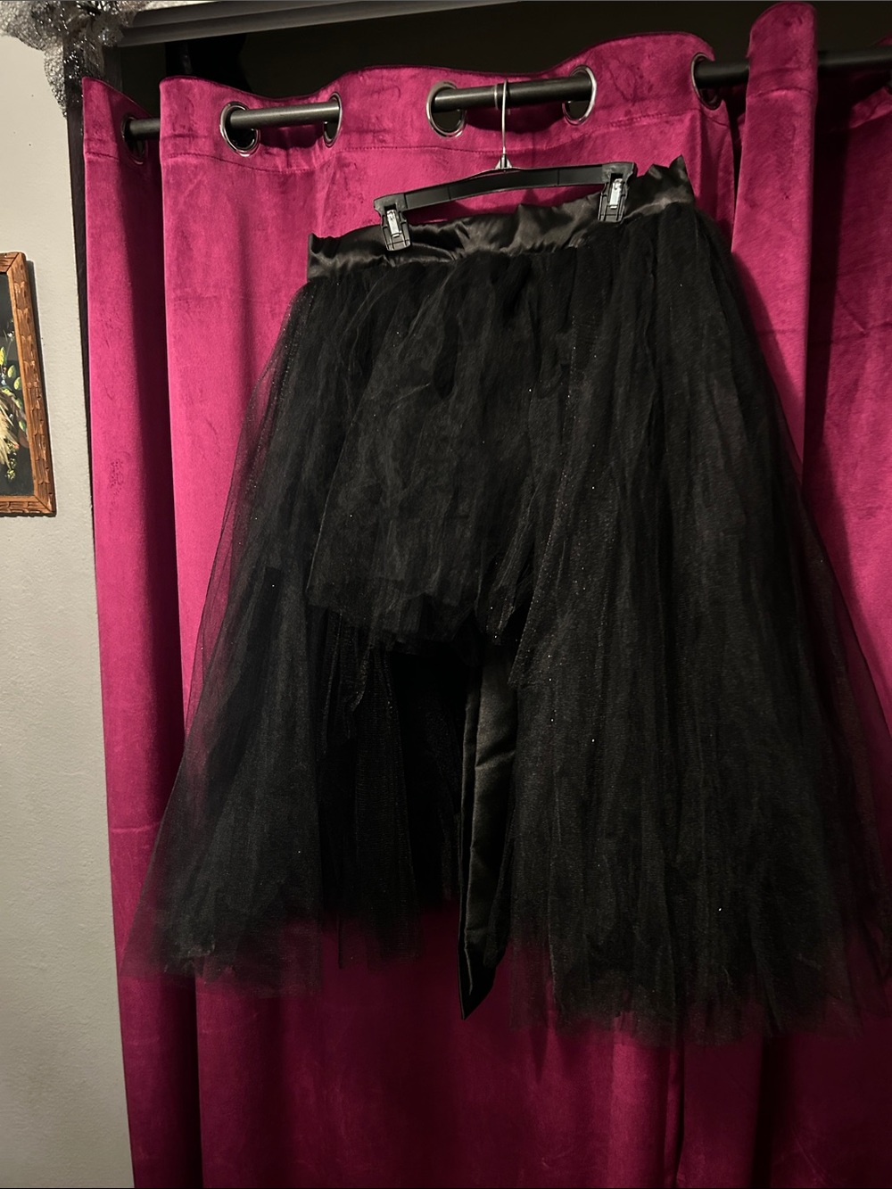 Black Tulle Circle Skirt with Satin Waistband